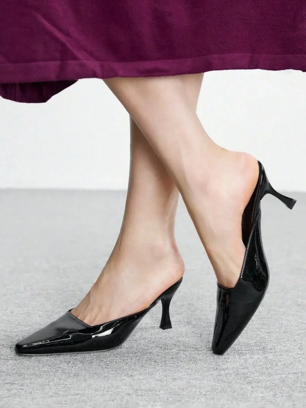 Black Casual Women's Plain Stiletto Heel Court Pumps